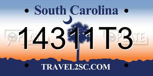 14311T3 South Carolina License Plate