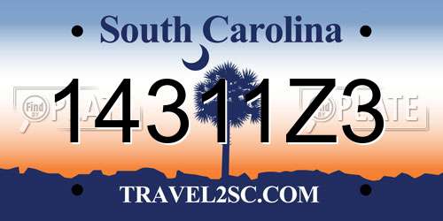14311Z3 South Carolina License Plate