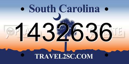 1432636 South Carolina License Plate