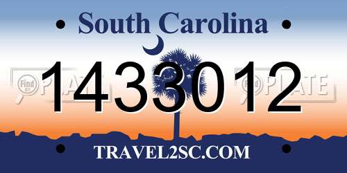 1433012 South Carolina License Plate