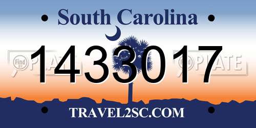 1433017 South Carolina License Plate