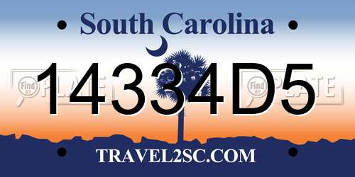 14334D5 South Carolina License Plate