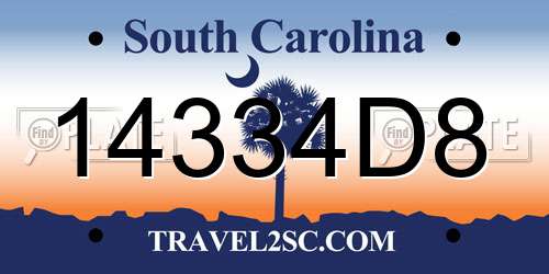 14334D8 South Carolina License Plate