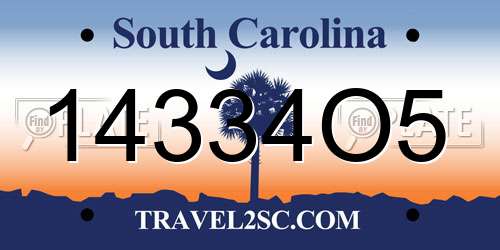14334O5 South Carolina License Plate