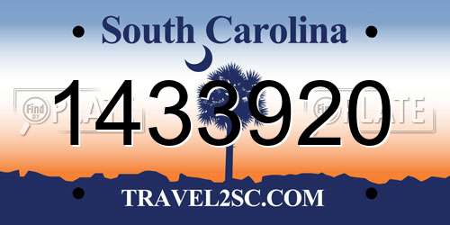 1433920 South Carolina License Plate