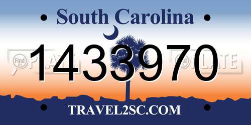 1433970 South Carolina License Plate