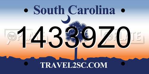 14339Z0 South Carolina License Plate