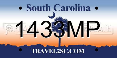 1433MP South Carolina License Plate