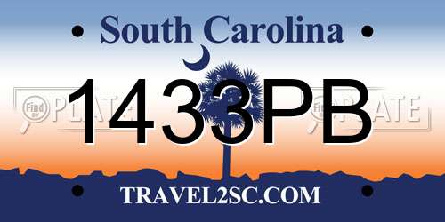 1433PB South Carolina License Plate