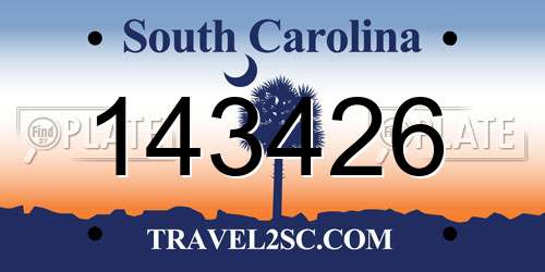 143426 South Carolina License Plate