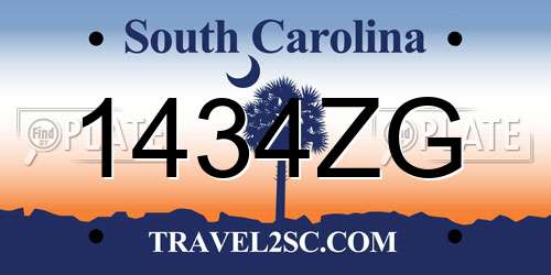 1434ZG South Carolina License Plate