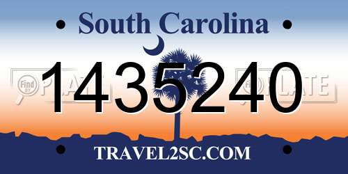 1435240 South Carolina License Plate