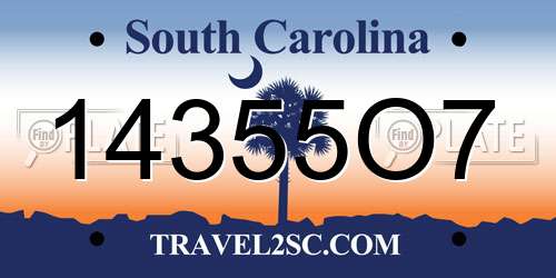 14355O7 South Carolina License Plate