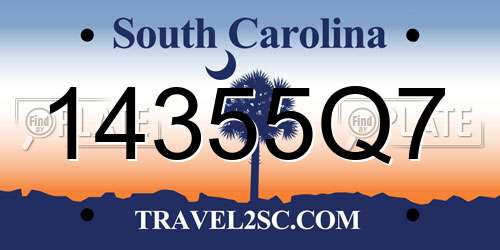 14355Q7 South Carolina License Plate