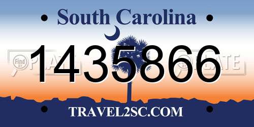 1435866 South Carolina License Plate