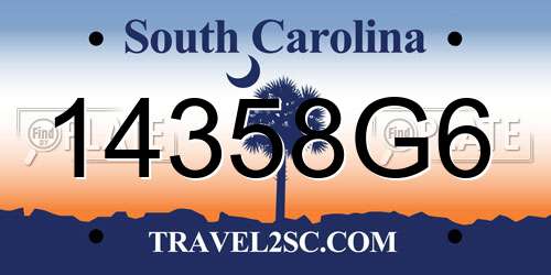 14358G6 South Carolina License Plate