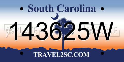 143625W South Carolina License Plate