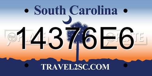 14376E6 South Carolina License Plate