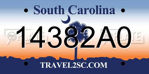 14382A0 South Carolina License Plate