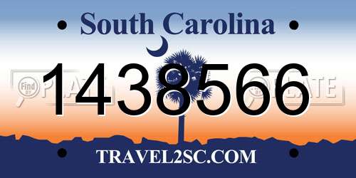 1438566 South Carolina License Plate