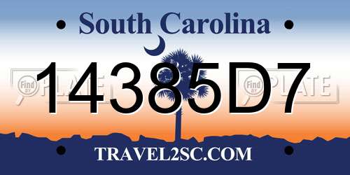 14385D7 South Carolina License Plate