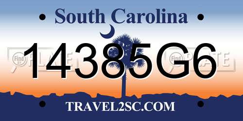 14385G6 South Carolina License Plate
