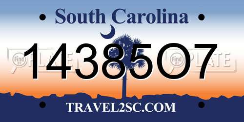14385O7 South Carolina License Plate