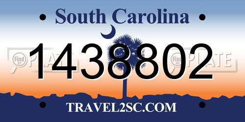 1438802 South Carolina License Plate
