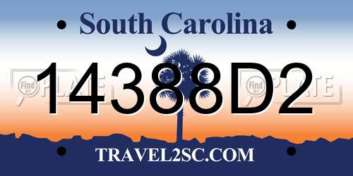 14388D2 South Carolina License Plate