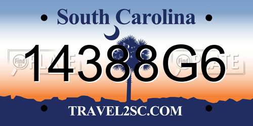 14388G6 South Carolina License Plate