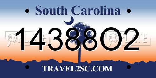 14388O2 South Carolina License Plate