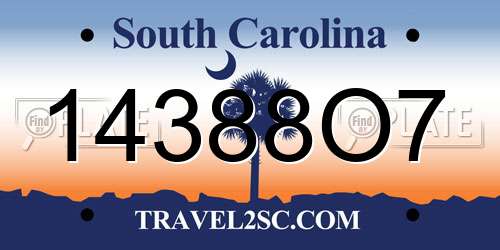 14388O7 South Carolina License Plate
