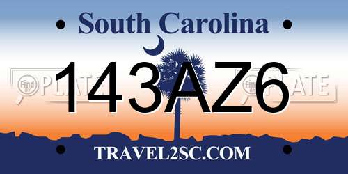 143AZ6 South Carolina License Plate