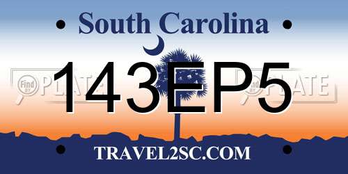 143EP5 South Carolina License Plate