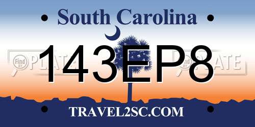 143EP8 South Carolina License Plate
