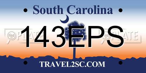 143EPS South Carolina License Plate
