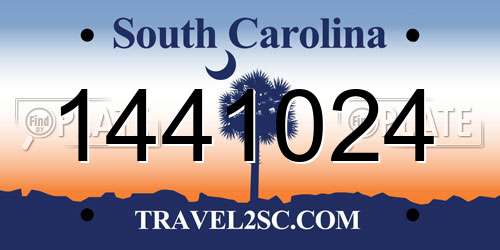 1441024 South Carolina License Plate