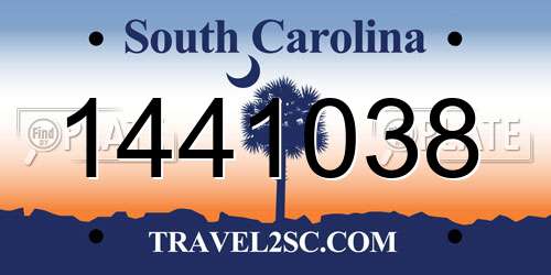 1441038 South Carolina License Plate