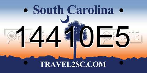 14410E5 South Carolina License Plate