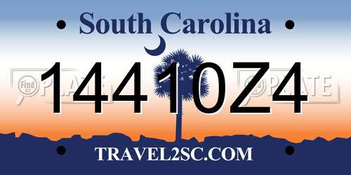 14410Z4 South Carolina License Plate