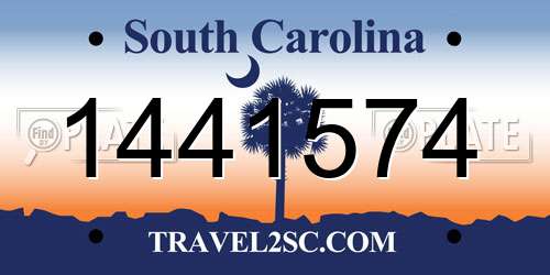 1441574 South Carolina License Plate
