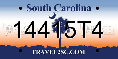 14415T4 South Carolina License Plate