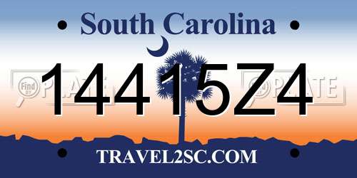 14415Z4 South Carolina License Plate