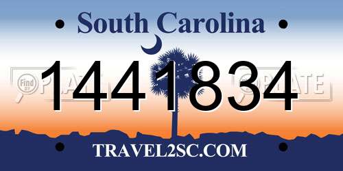 1441834 South Carolina License Plate