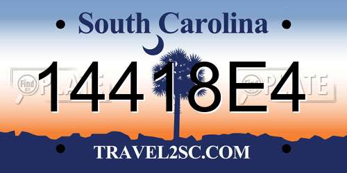 14418E4 South Carolina License Plate