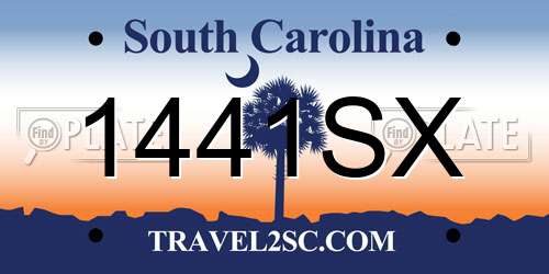 1441SX South Carolina License Plate