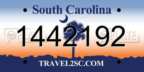 1442192 South Carolina License Plate