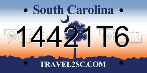 14421T6 South Carolina License Plate