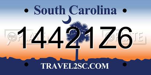 14421Z6 South Carolina License Plate