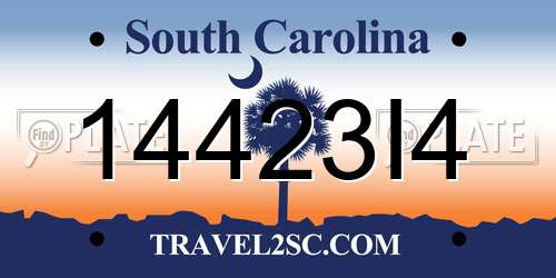 14423I4 South Carolina License Plate
